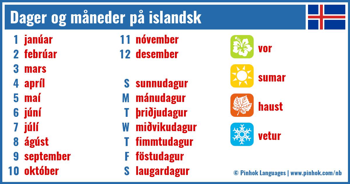 Dager og måneder på islandsk
