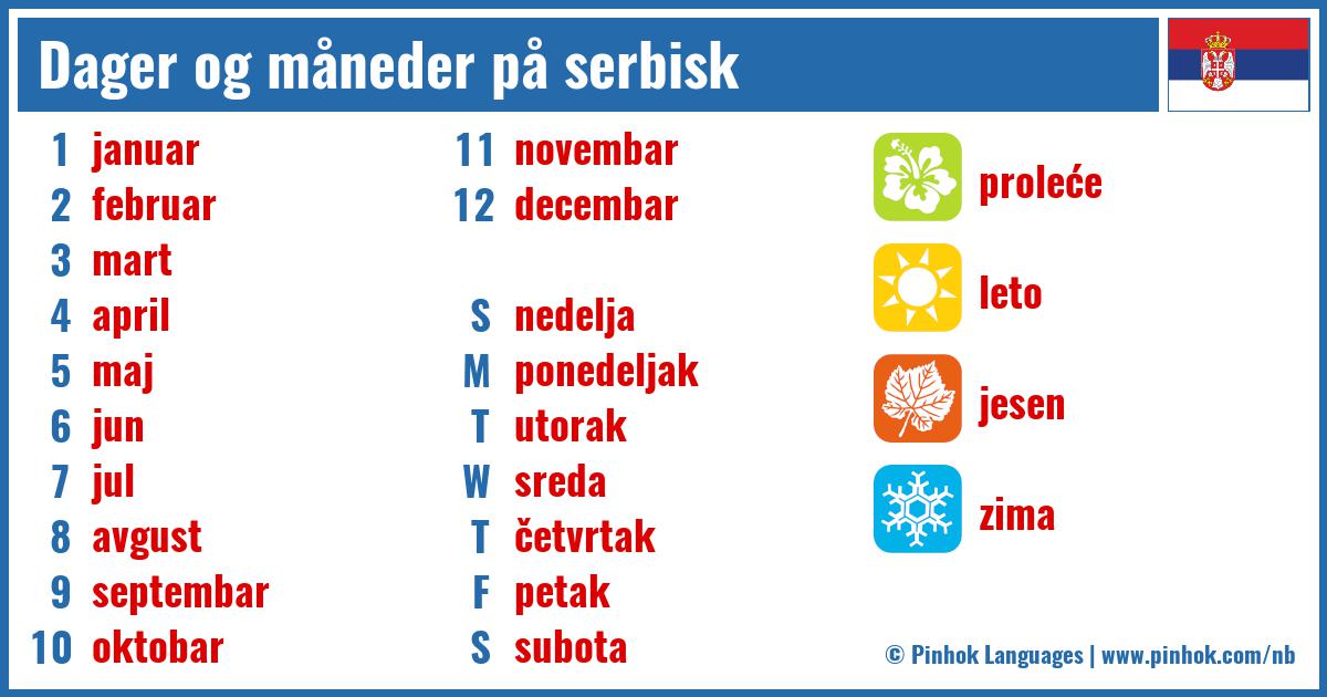 Dager og måneder på serbisk