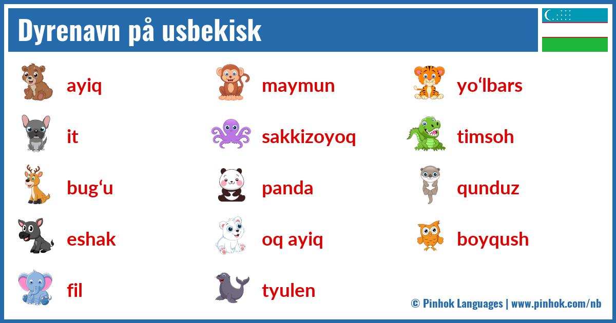 Dyrenavn på usbekisk