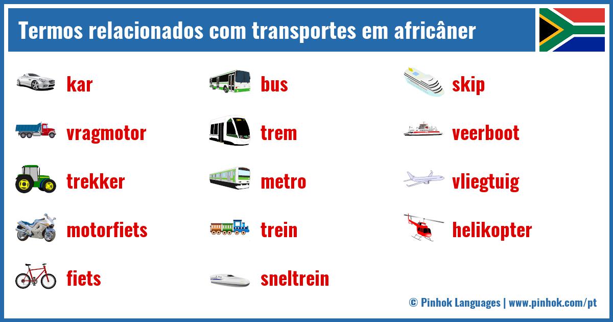 Termos relacionados com transportes em africâner
