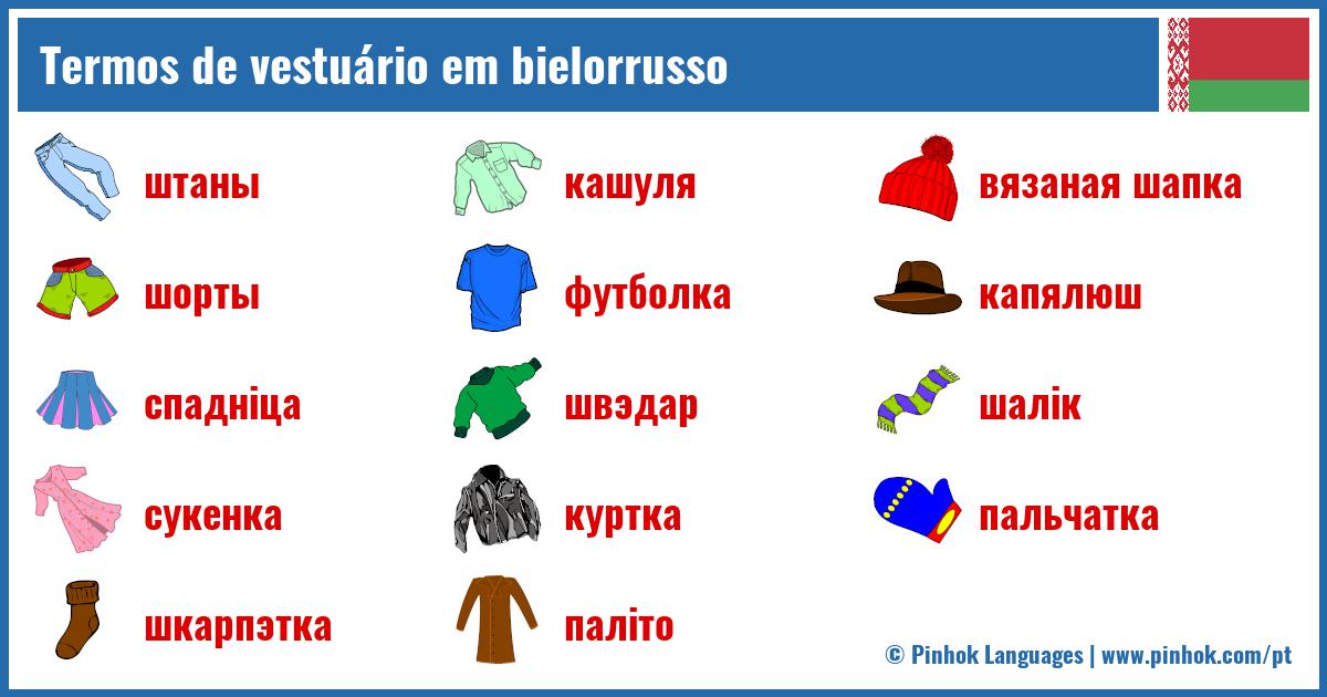 Termos de vestuário em bielorrusso