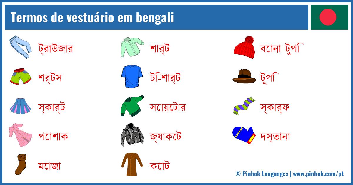 Termos de vestuário em bengali