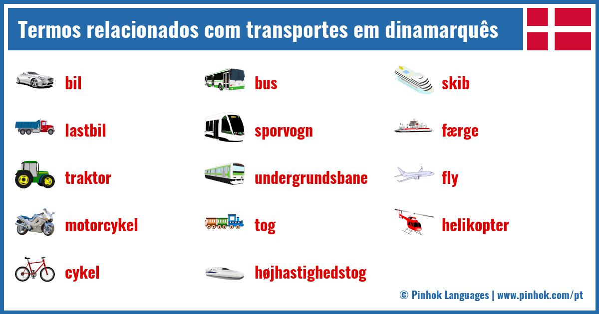 Termos relacionados com transportes em dinamarquês