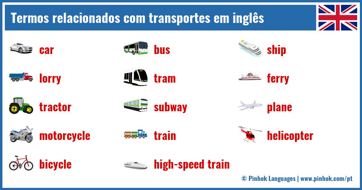 Termos relacionados com transportes em inglês