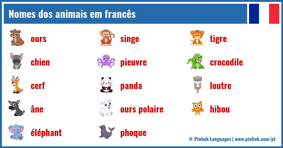Nomes dos animais em francês
