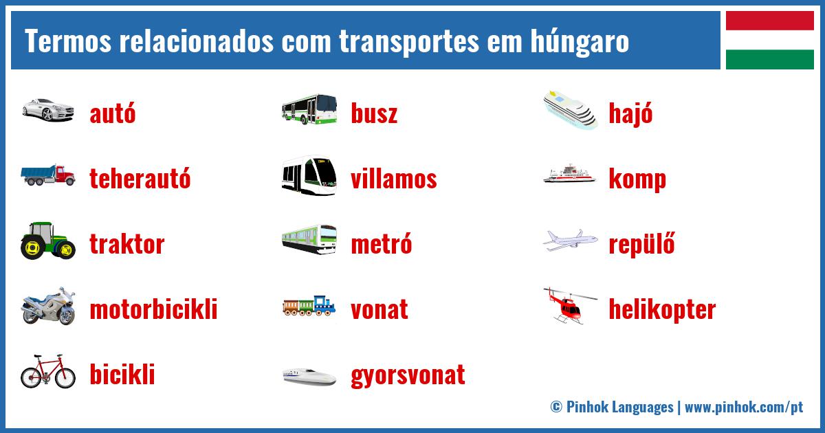 Termos relacionados com transportes em húngaro