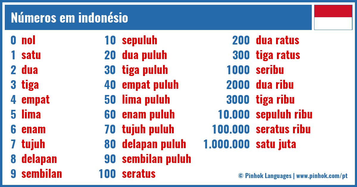 Números em indonésio