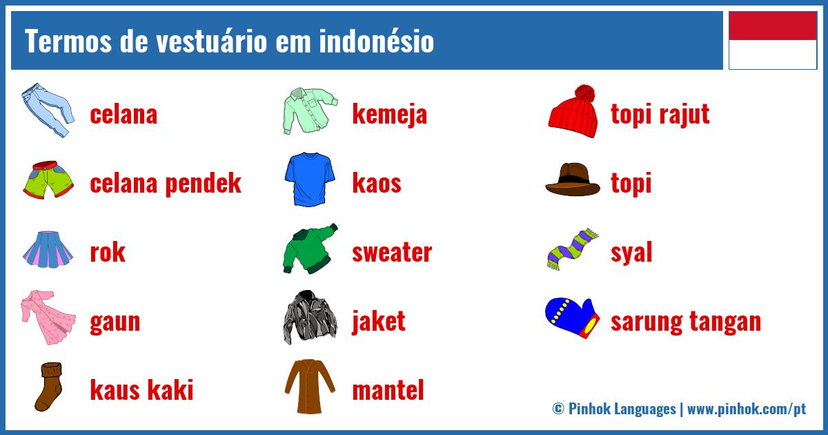 Termos de vestuário em indonésio