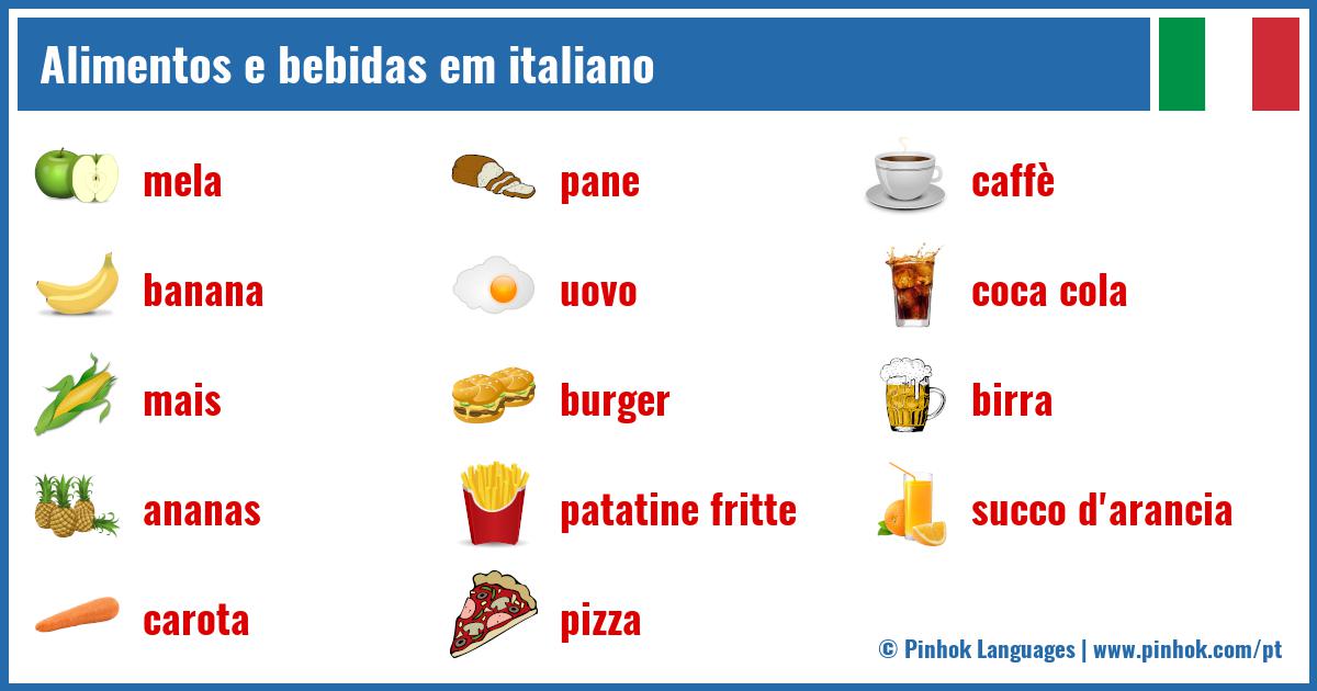 Alimentos e bebidas em italiano