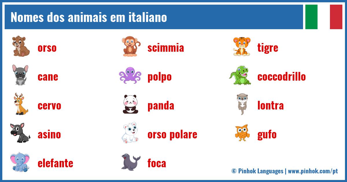 Nomes dos animais em italiano