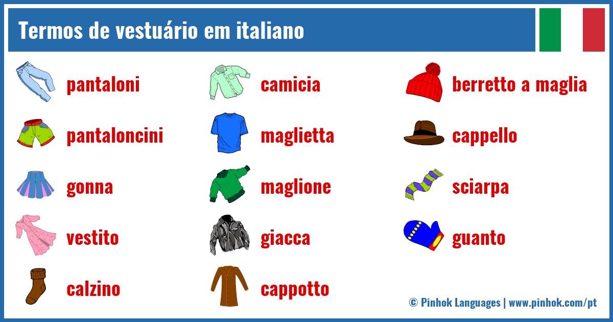 Termos de vestuário em italiano