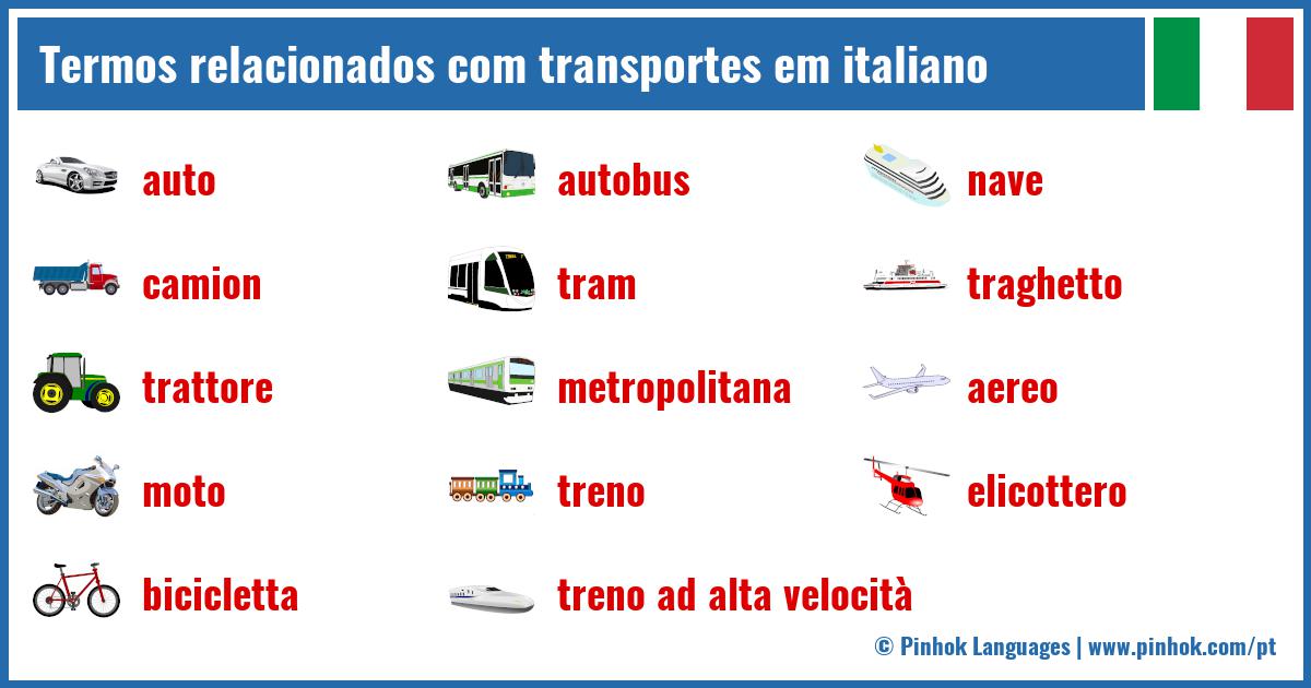 Termos relacionados com transportes em italiano