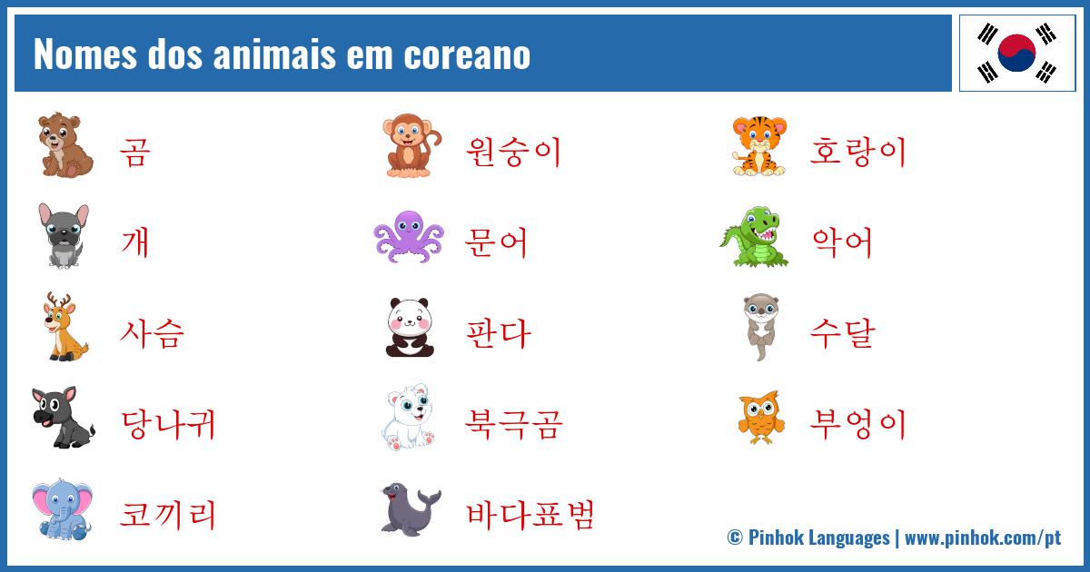 Nomes dos animais em coreano