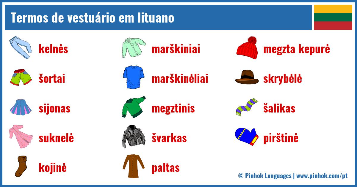 Termos de vestuário em lituano