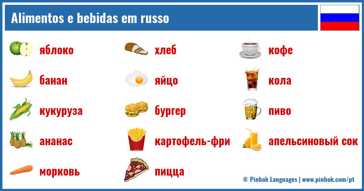 Alimentos e bebidas em russo