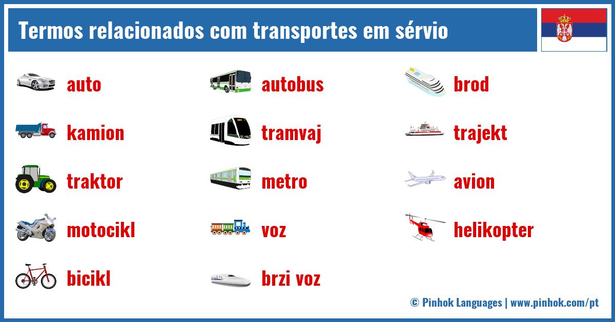 Termos relacionados com transportes em sérvio