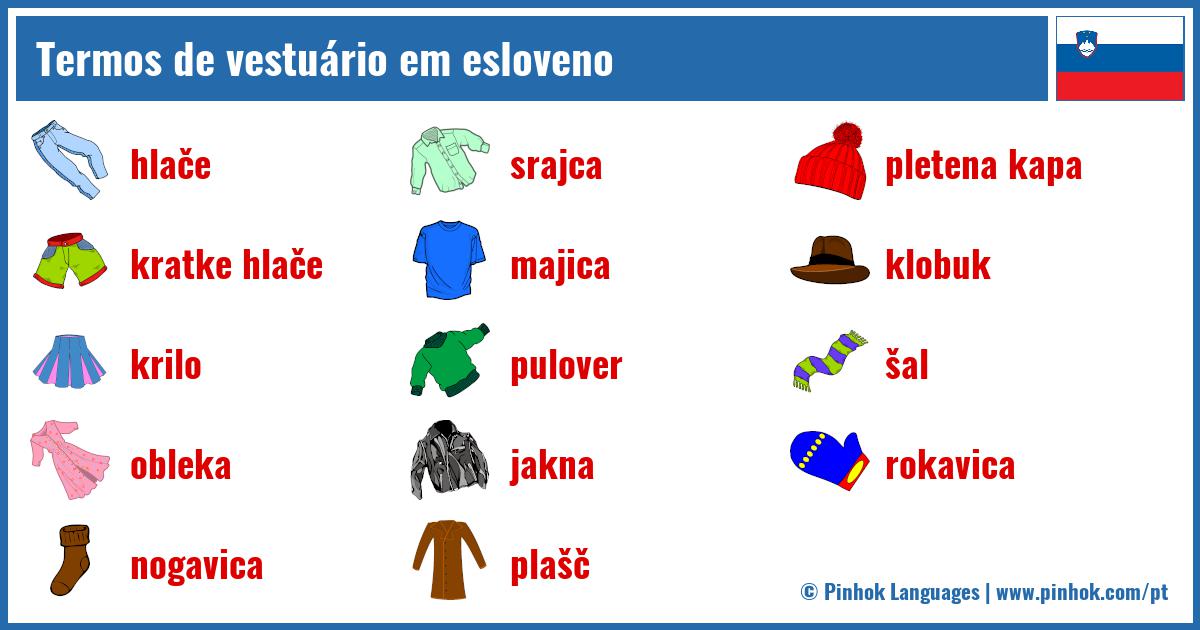 Termos de vestuário em esloveno
