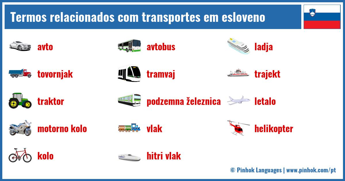Termos relacionados com transportes em esloveno