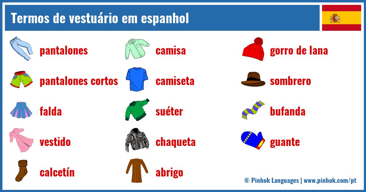 Termos de vestuário em espanhol