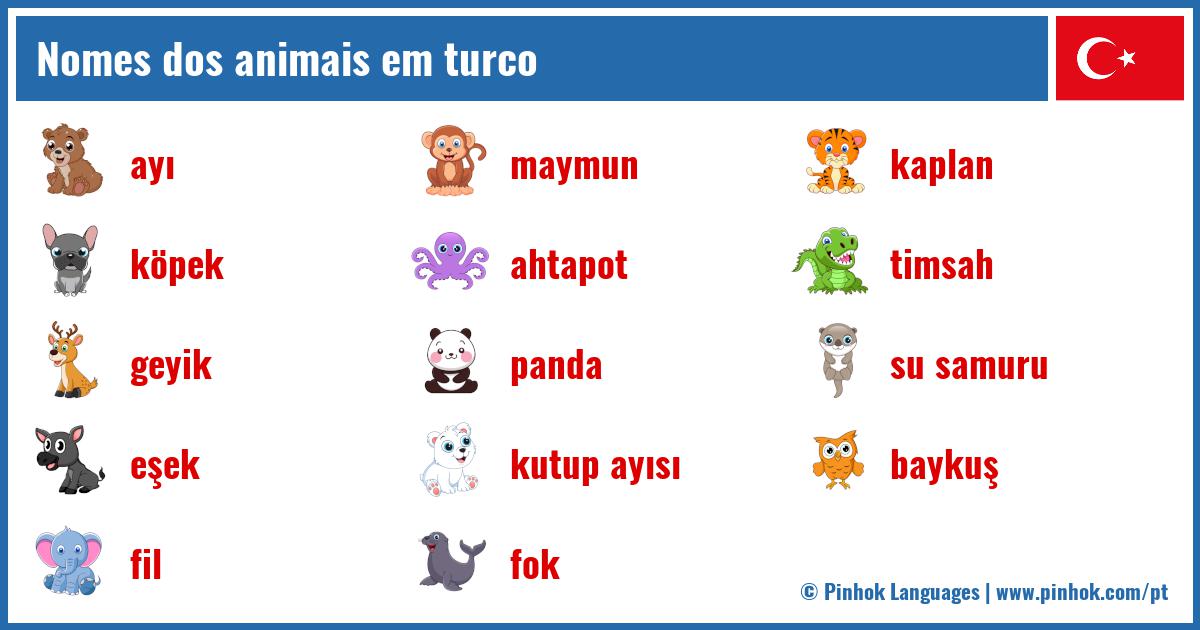 Nomes dos animais em turco