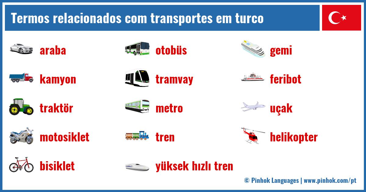 Termos relacionados com transportes em turco