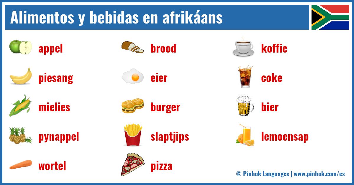 Alimentos y bebidas en afrikáans