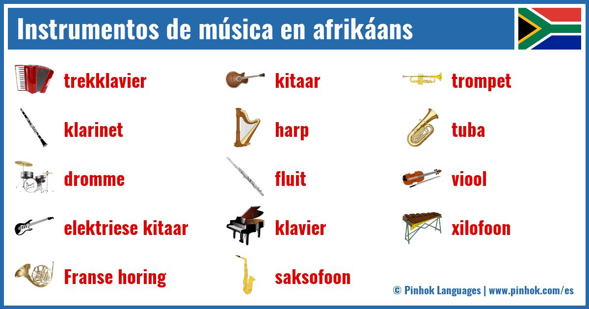Instrumentos de música en afrikáans