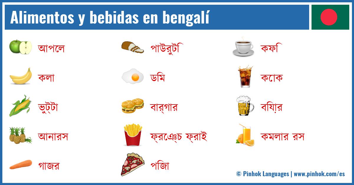 Alimentos y bebidas en bengalí