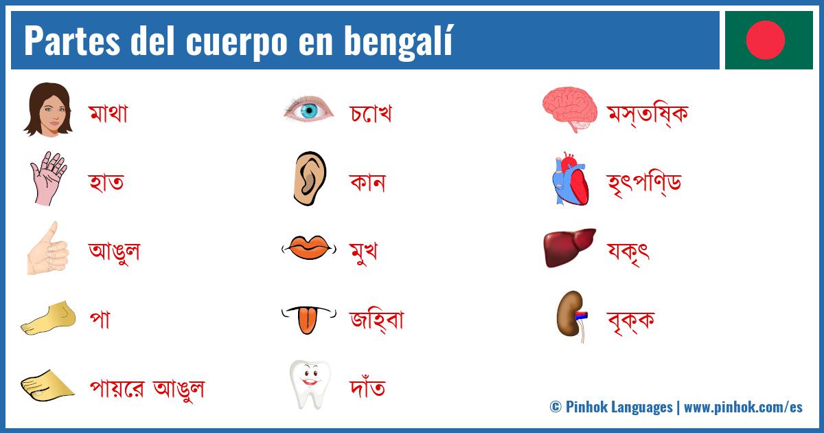 Partes del cuerpo en bengalí