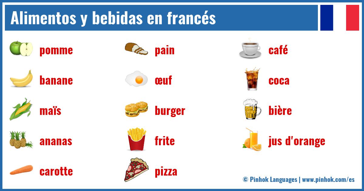 Alimentos y bebidas en francés