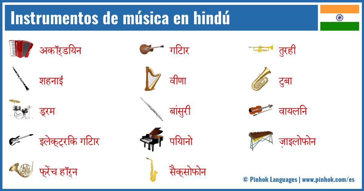 Instrumentos de música en hindú