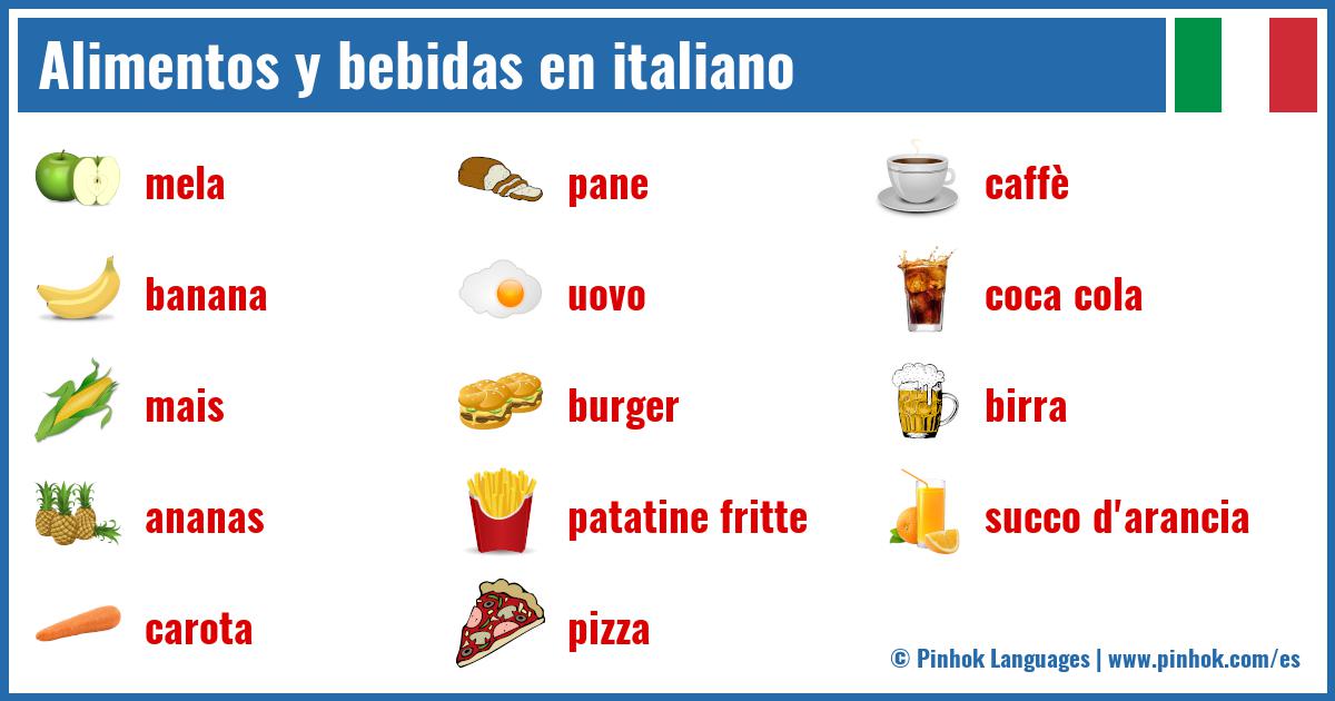 Alimentos y bebidas en italiano