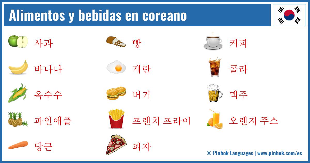 Alimentos y bebidas en coreano