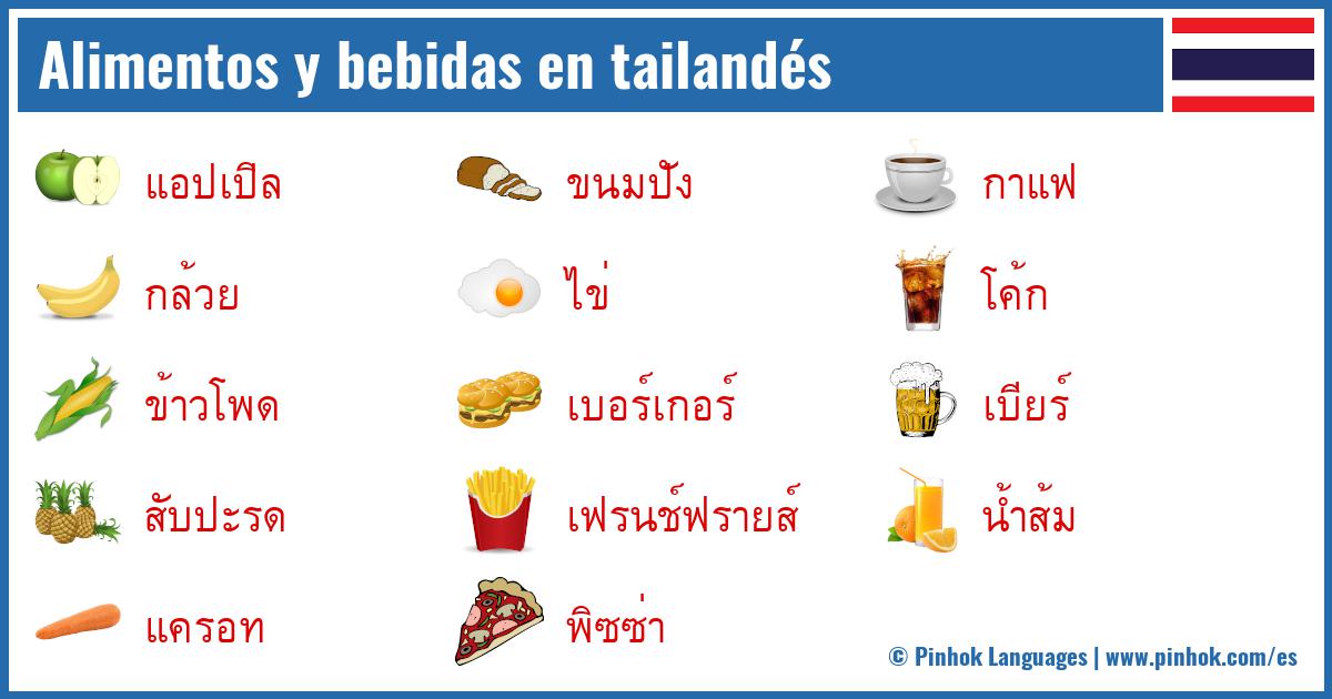 Alimentos y bebidas en tailandés