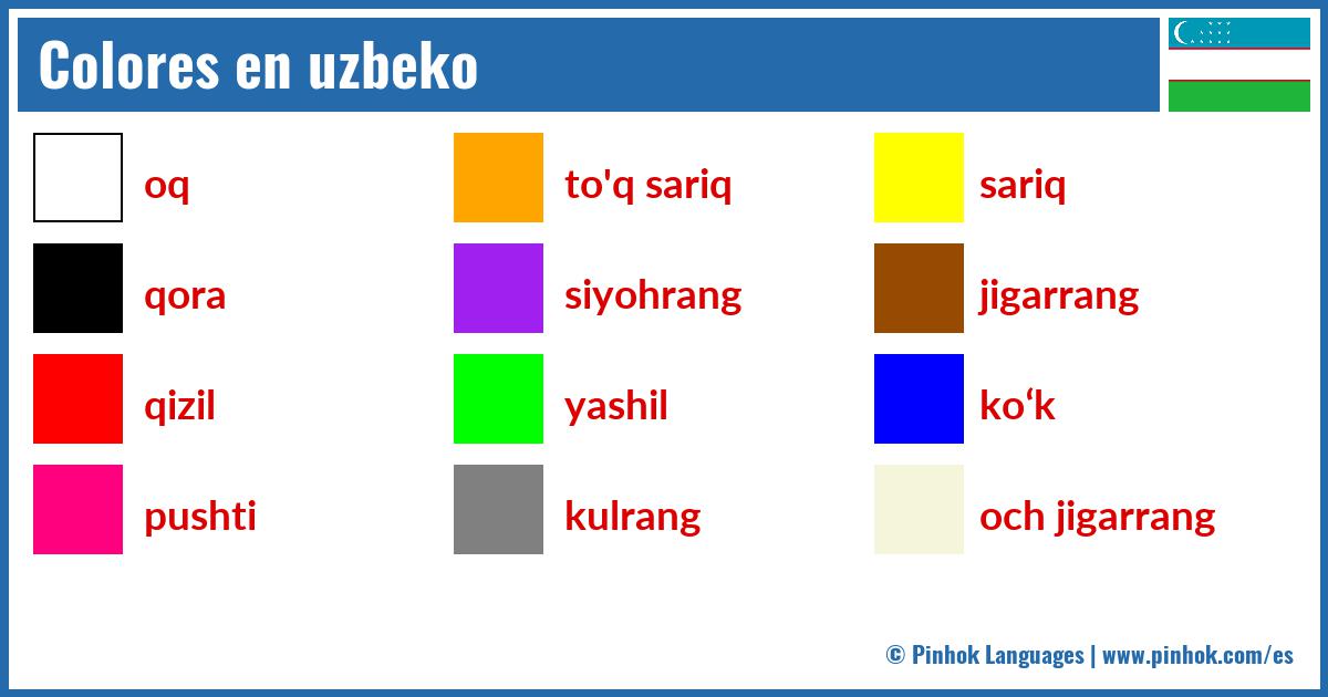 Colores en uzbeko