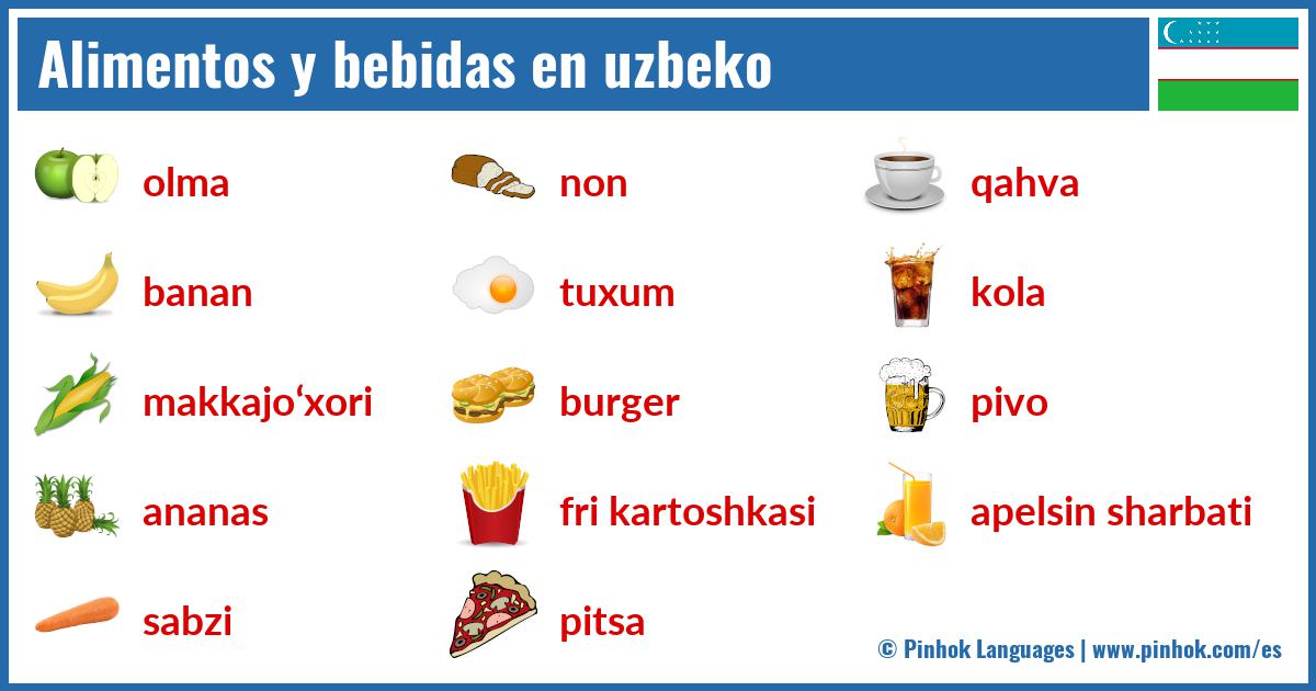 Alimentos y bebidas en uzbeko