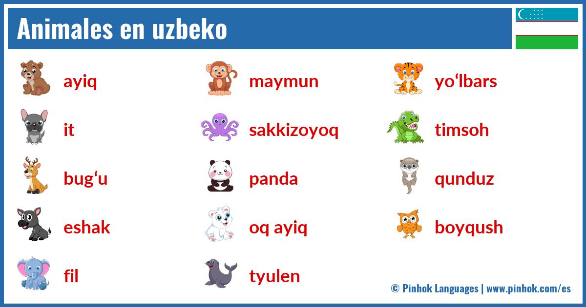 Animales en uzbeko