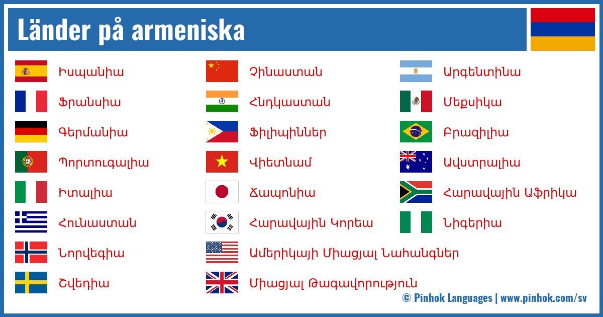 Länder på armeniska