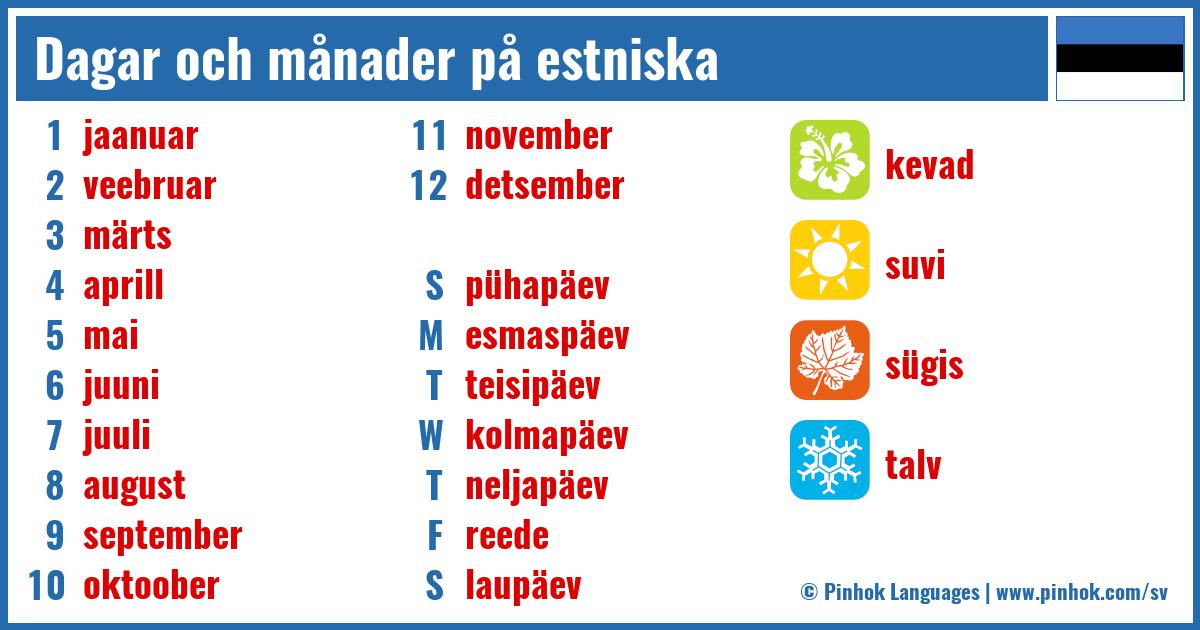 Dagar och månader på estniska