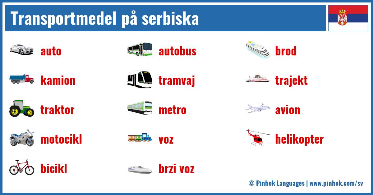 Transportmedel på serbiska