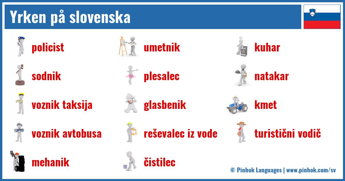 Yrken på slovenska