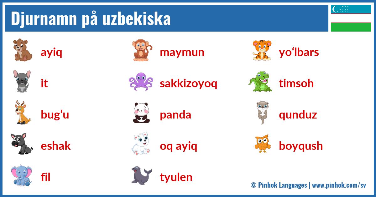 Djurnamn på uzbekiska