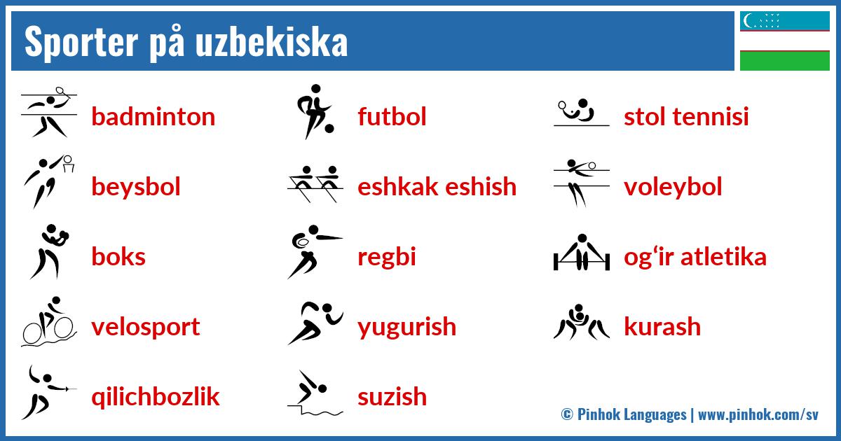 Sporter på uzbekiska